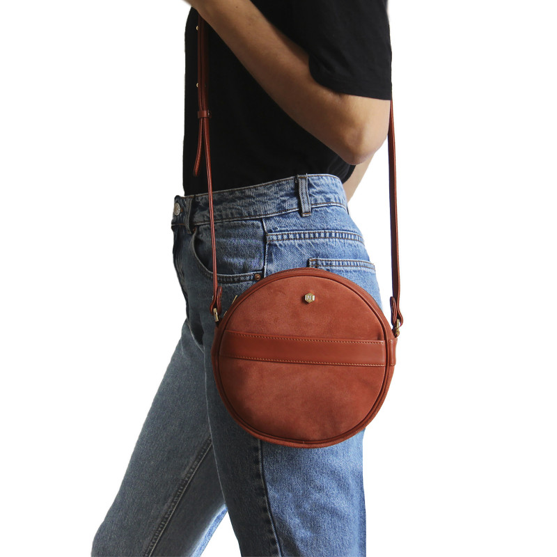 vue portee interieur sac alice cuir daim brique jules & jenn