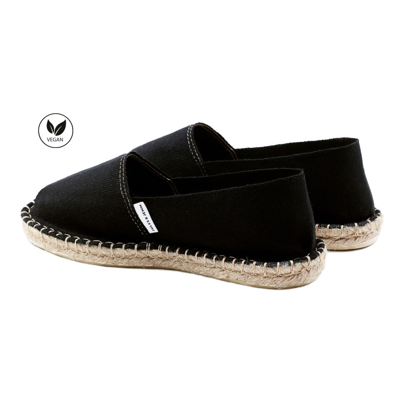 vue arriere espadrilles toile de coton noir jules & jenn