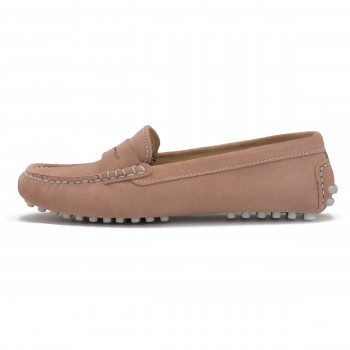 vue interieur mocassins femme cuir daim rose et blanc jules & jenn