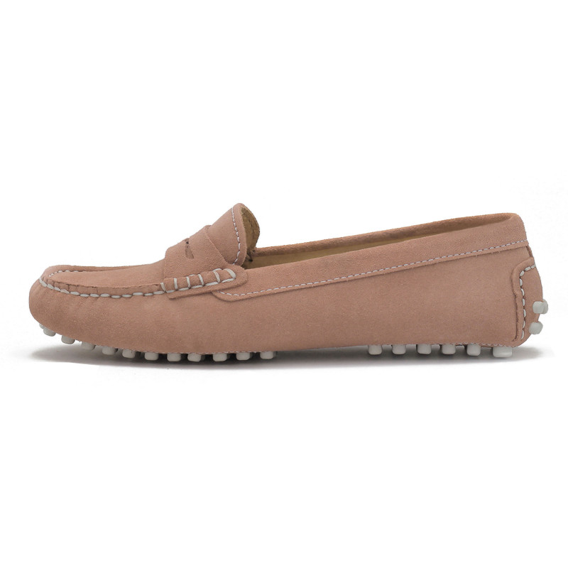 vue interieur mocassins femme cuir daim rose et blanc jules & jenn
