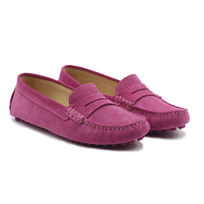 mocassins femme cuir daim fushia jules & jenn