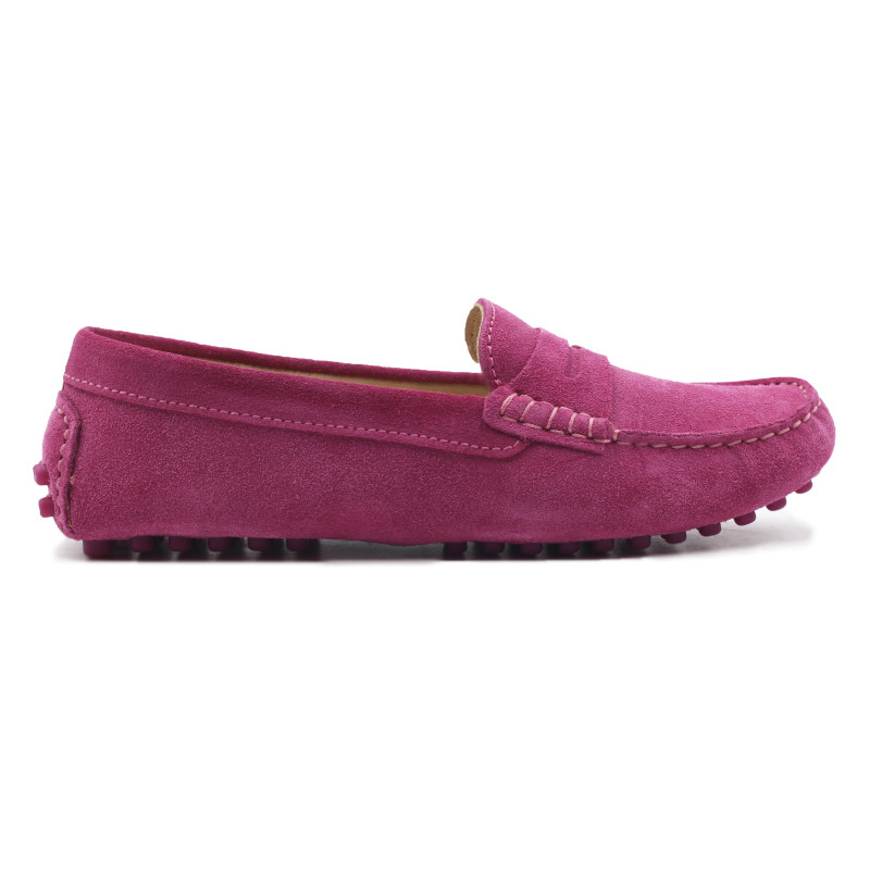 vue exterieur mocassins femme cuir daim fushia jules & jenn