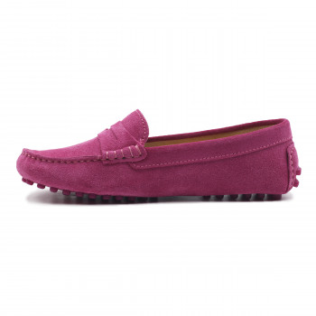 vue interieur mocassins femme cuir daim fushia jules & jenn