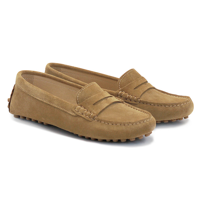 mocassins femme cuir daim marron clair jules & jenn