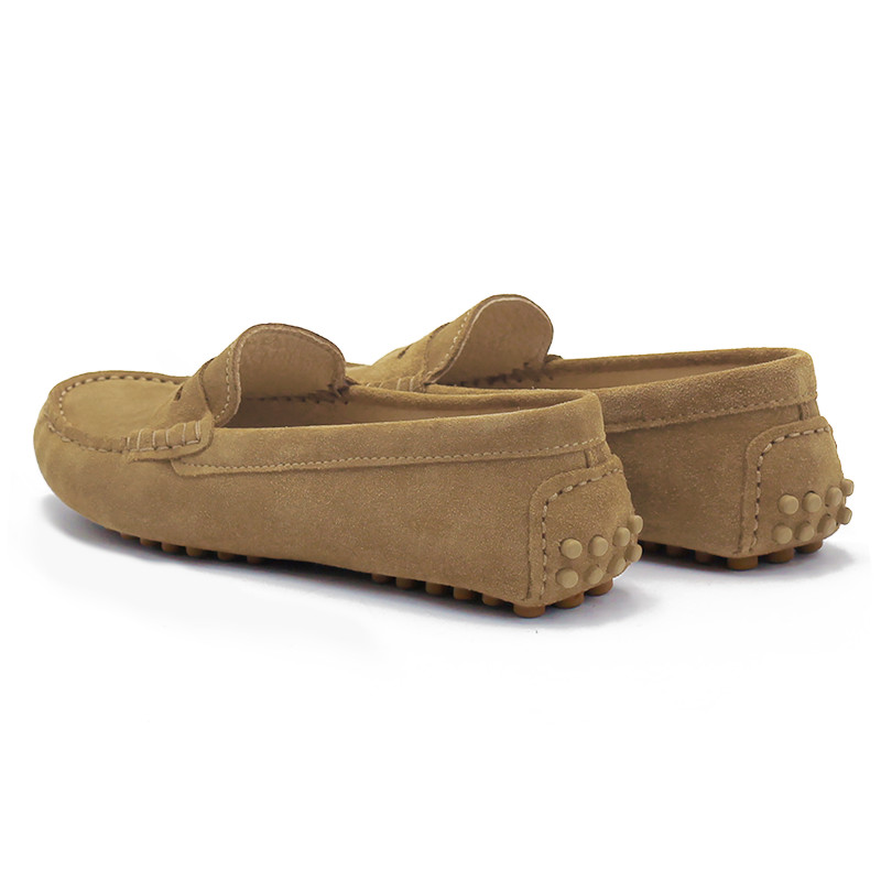 vue arriere mocassins femme cuir daim marron clair jules & jenn