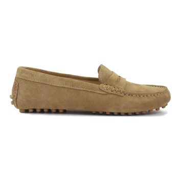 vue exterieur mocassins femme cuir daim marron clair jules & jenn