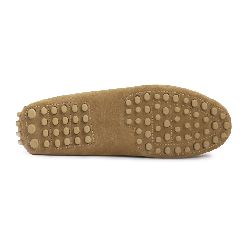 vue dessous mocassins femme cuir daim marron clair jules & jenn