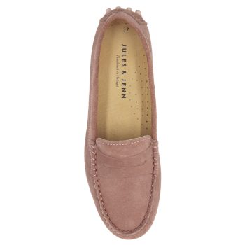 vue dessus mocassins femme cuir daim rose jules & jenn