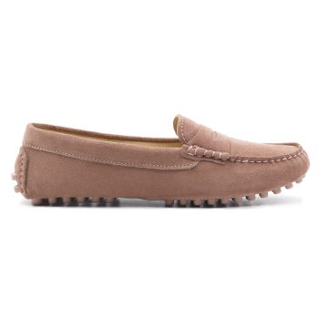 vue exterieur mocassins femme cuir daim rose jules & jenn