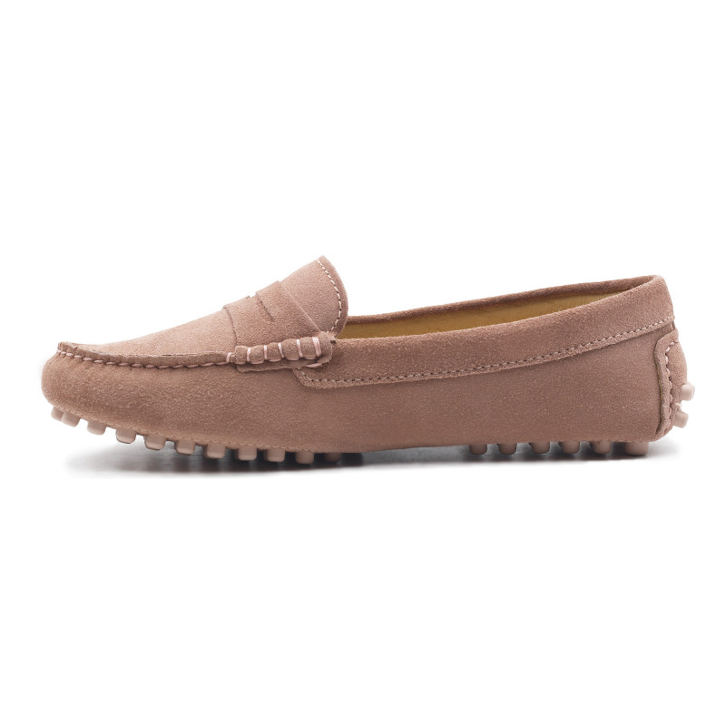 vue interieur mocassins femme cuir daim rose jules & jenn