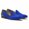 slippers classiques cuir daim bleu royal et bleu metallise jules & jenn