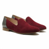 slippers classiques cuir daim bordeaux et argente metallise jules & jenn
