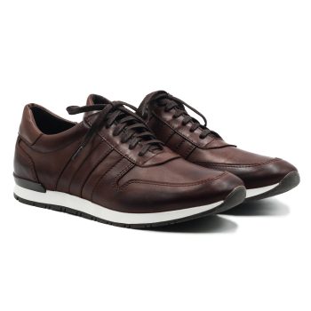 sneakers cuir noir lacets marron jules & jenn