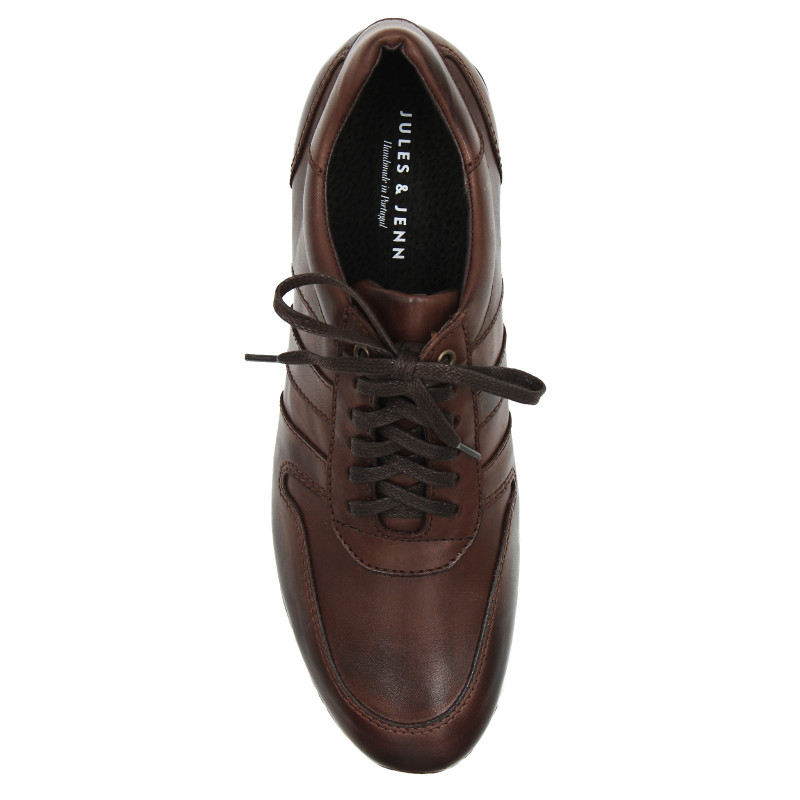 vue dessus sneakers cuir noir lacets marron jules & jenn