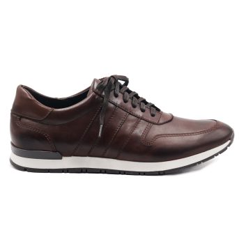 vue exterieur sneakers cuir noir lacets marron jules & jenn