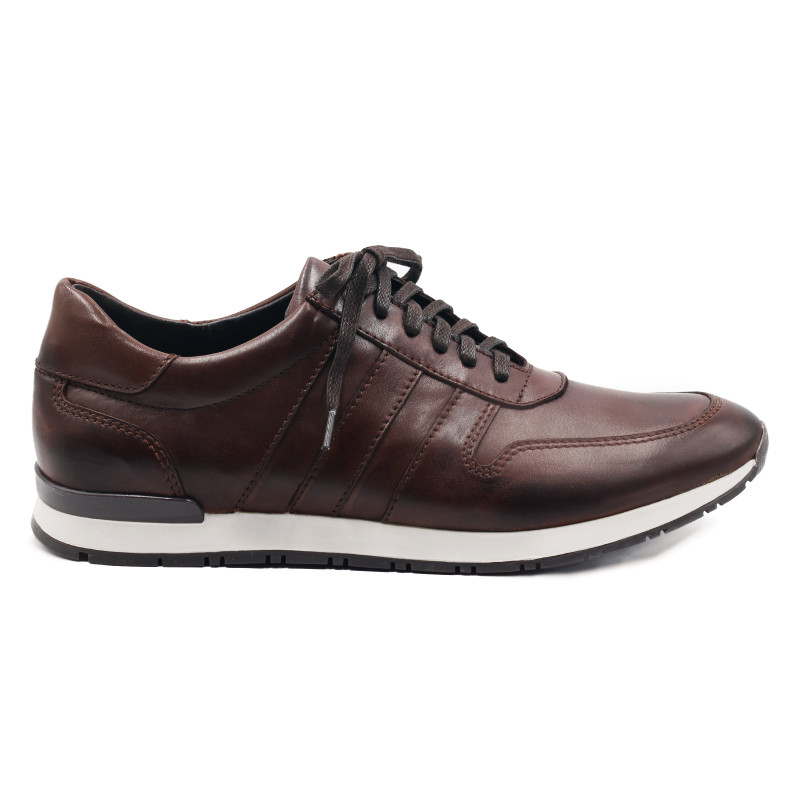vue exterieur sneakers cuir noir lacets marron jules & jenn