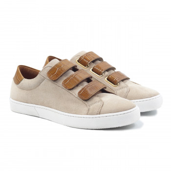 baskets a scratch cuir daim beige et cognac jules & jenn