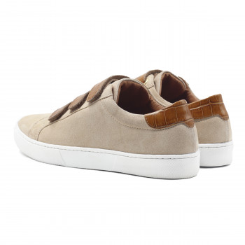 vue arriere baskets a scratch cuir daim beige et cognac jules & jenn