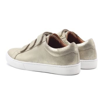 vue arriere baskets a scratch cuir dore metallise jules & jenn