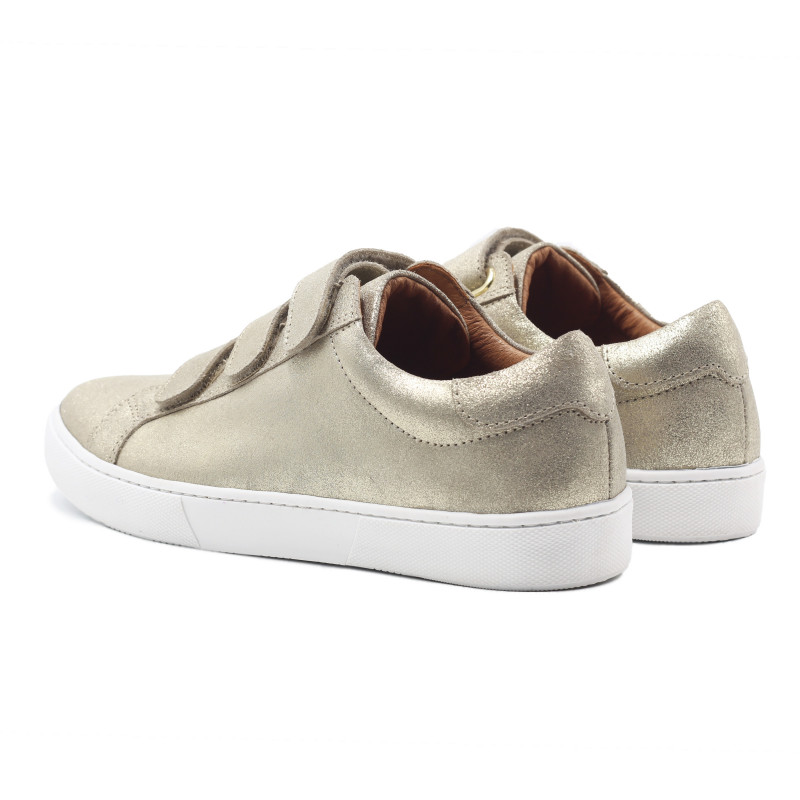 vue arriere baskets a scratch cuir dore metallise jules & jenn