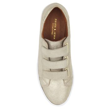 vue dessus baskets a scratch cuir dore metallise jules & jenn