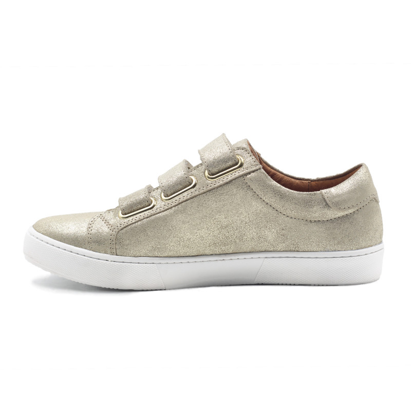 vue interieur baskets a scratch cuir dore metallise jules & jenn