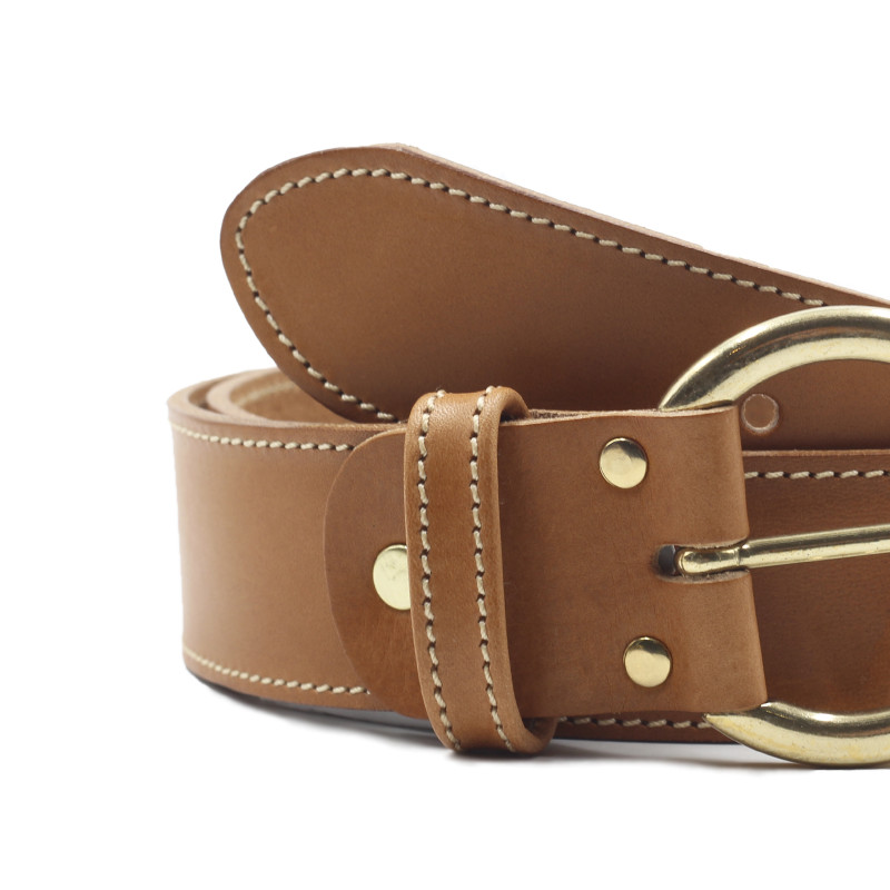 gros plan ceinture boheme cuir camel jules & jenn