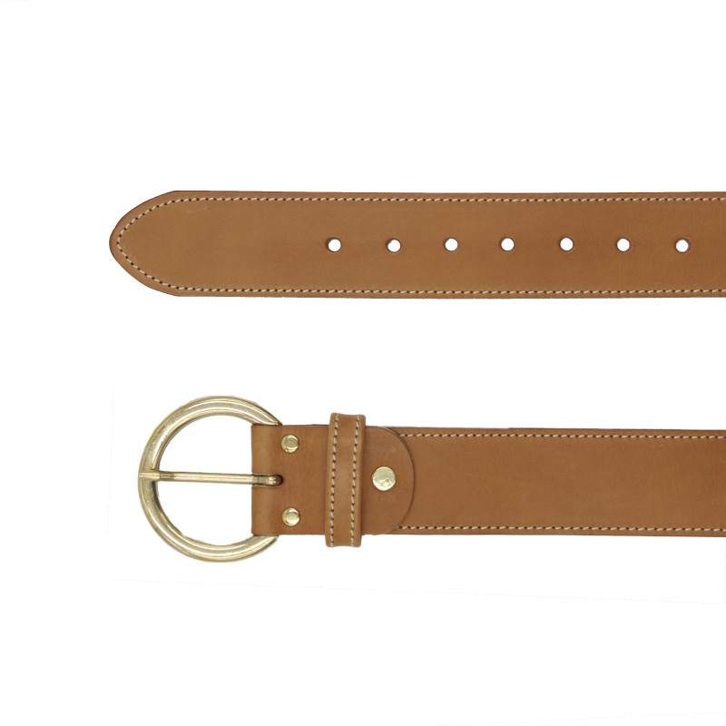 vue dessus boucle ceinture boheme cuir camel jules & jenn