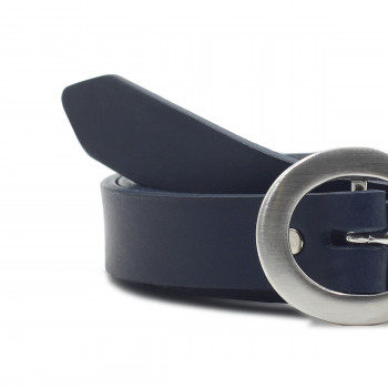 gros plan ceinture fine cuir bleu jules&jenn