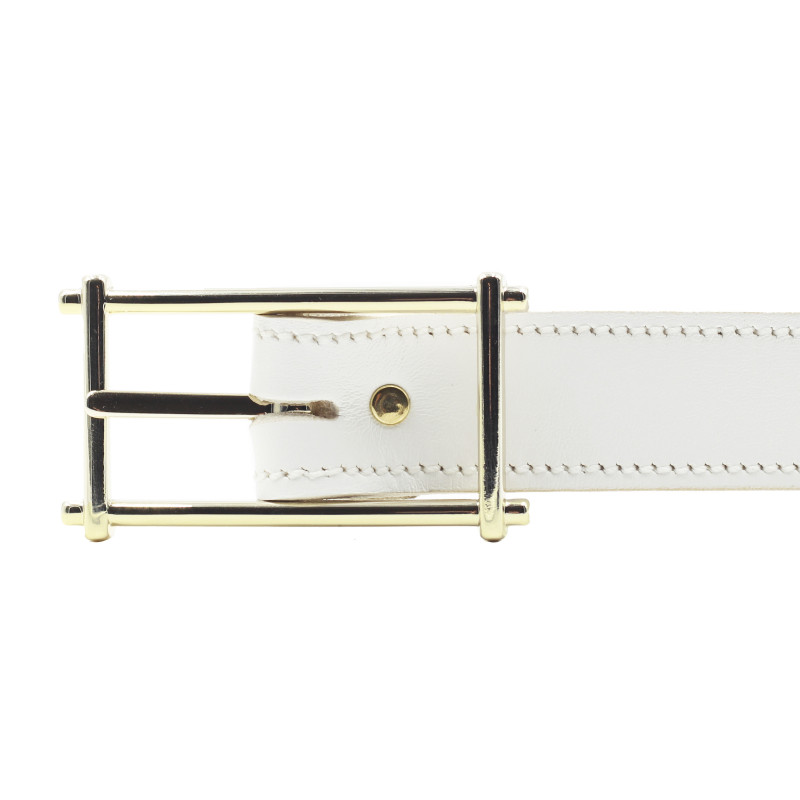 boucle ceinture mademoiselle cuir blanc fabriquee en France