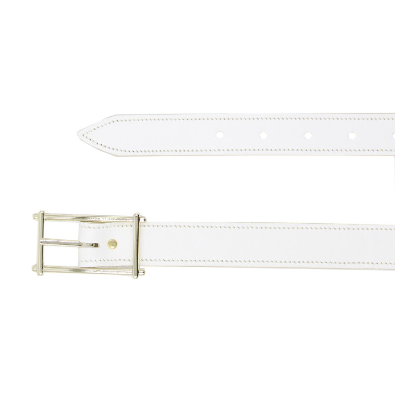 vue dessus Ceinture mademoiselle cuir blanc jules & jenn