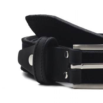gros plan ceinture new york cuir daim noir jules et jenn