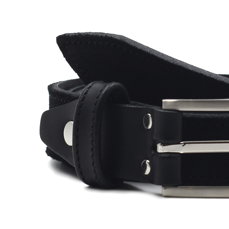 gros plan ceinture new york cuir daim noir jules et jenn