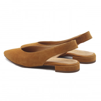 vue arriere ballerines slingback cuir daim camel jules & jenn