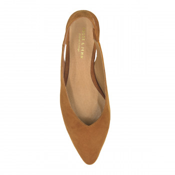 vue dessus ballerines slingback cuir daim camel jules & jenn