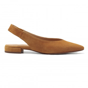 vue exterieur ballerines slingback cuir daim camel jules & jenn