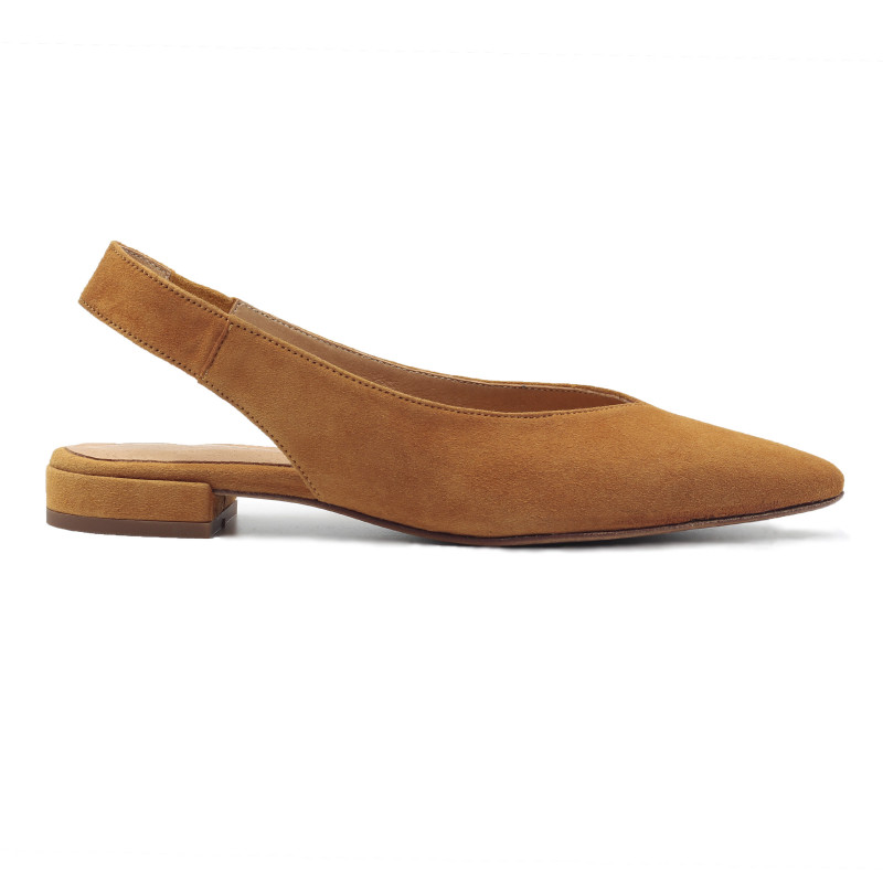 vue exterieur ballerines slingback cuir daim camel jules & jenn