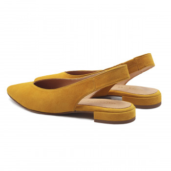 vue arriere ballerines slingback cuir daim moutarde jules & jenn