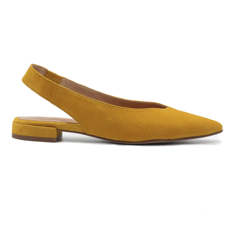 vue exterieur ballerines slingback cuir daim moutarde jules & jenn