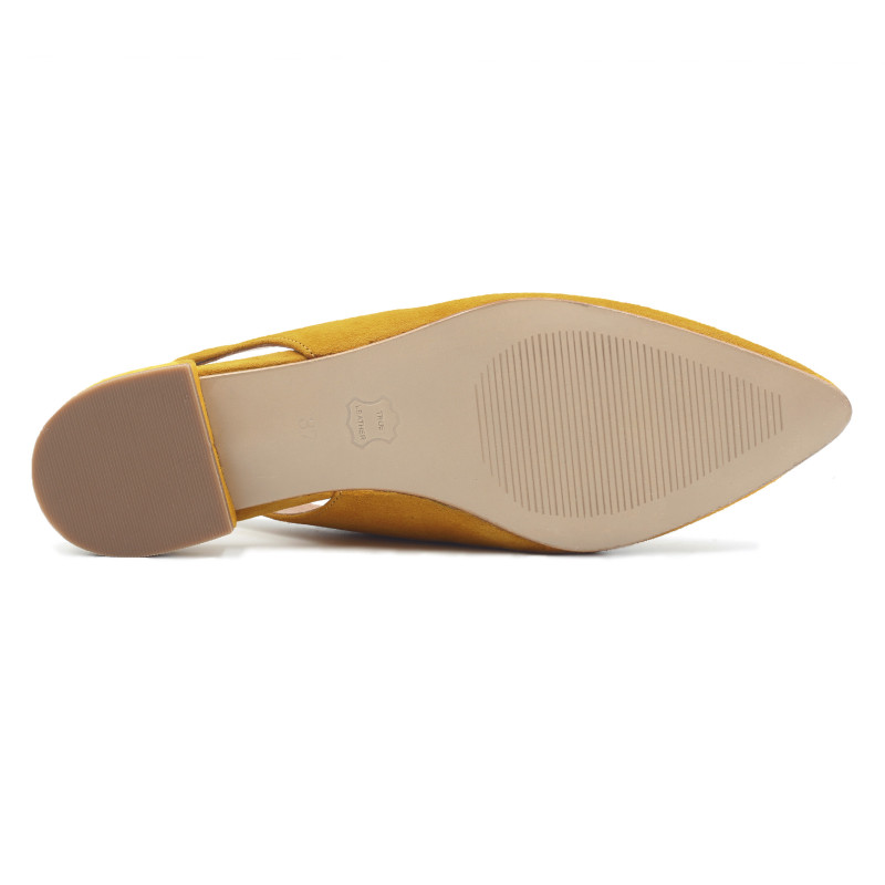 vue dessous ballerines slingback cuir daim moutarde jules & jenn