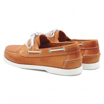 vue arriere chaussures bateau cuir orange jules & jenn