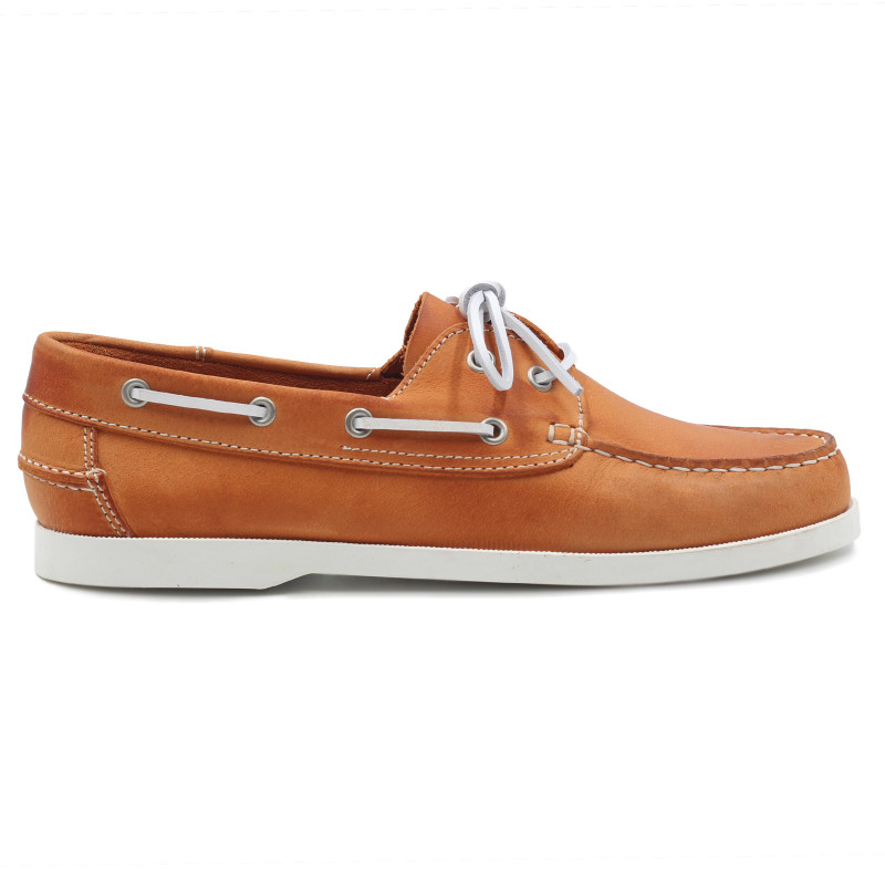 vue exterieur chaussures bateau cuir orange jules & jenn