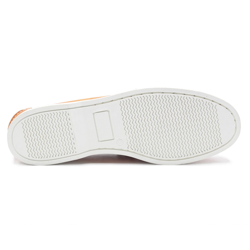 vue dessous chaussures bateau cuir orange jules & jenn