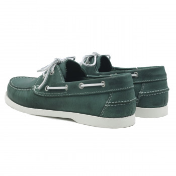 vue arriere chaussures bateau cuir vert jules & jenn
