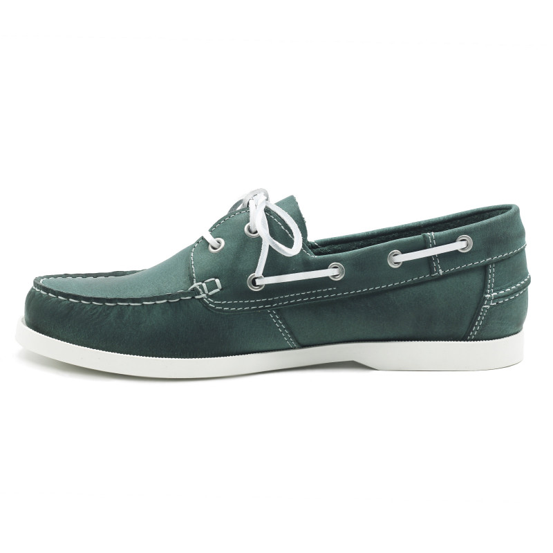 vue interieur chaussures bateau cuir vert jules & jenn