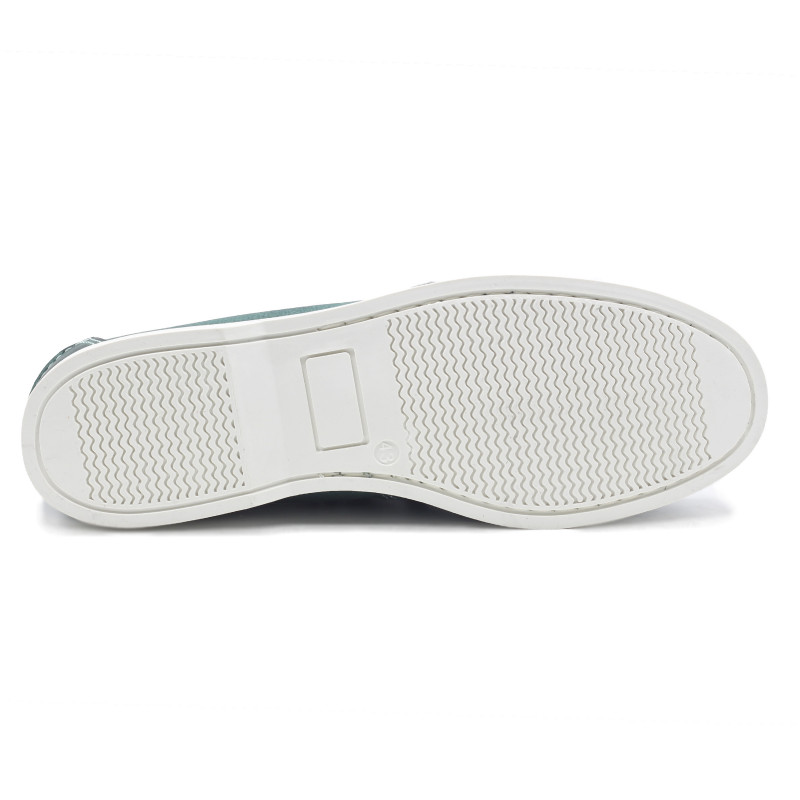 vue dessous chaussures bateau cuir vert jules & jenn