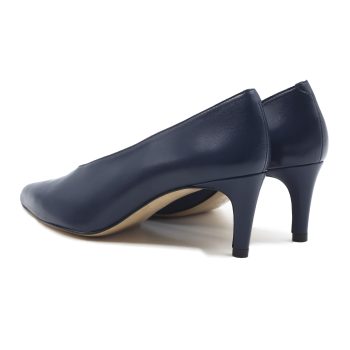 vue arriere escarpin decollete V cuir bleu jules & jenn