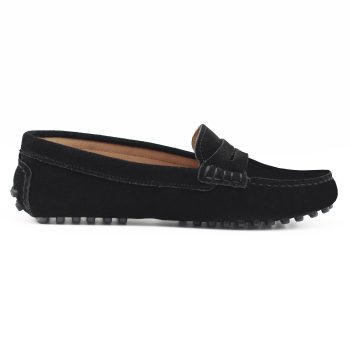 vue exterieur mocassins femme cuir daim noir jules & jenn