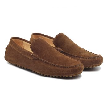 mocassins homme cuir daim cognac