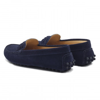 vue arriere mocassins tresse cuir daim bleu